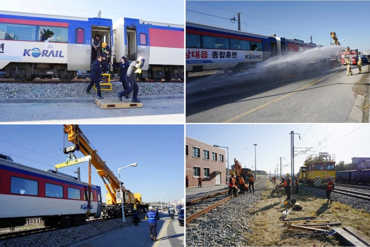 한국철도 대전충남본부는 14일 대전조차장역에서 유관기관과 합동으로 160여명이 참가해 2019년 하반기 테러에 의한 열차 탈선·화재 복구 훈련을 시행했다고 15일 밝혔다. [사진=한국철도 대전충남본부]