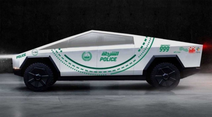 두바이 경찰은 사이버트럭을 이용한 경찰차 디자인을 공개했다. [사진=두바이경찰]