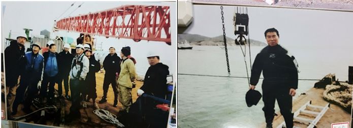 2010년 천안함 침몰당시 인명구조봉사에 참여했던 조상희 단장 모습
