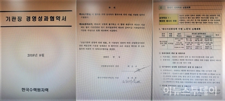 월성1호기 폐쇄’ 경영성과협약서.