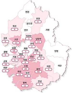 경기도 31개 시ㆍ군 확진환자 현황(25일 00시 기준) [자료=경기도홈페이지]