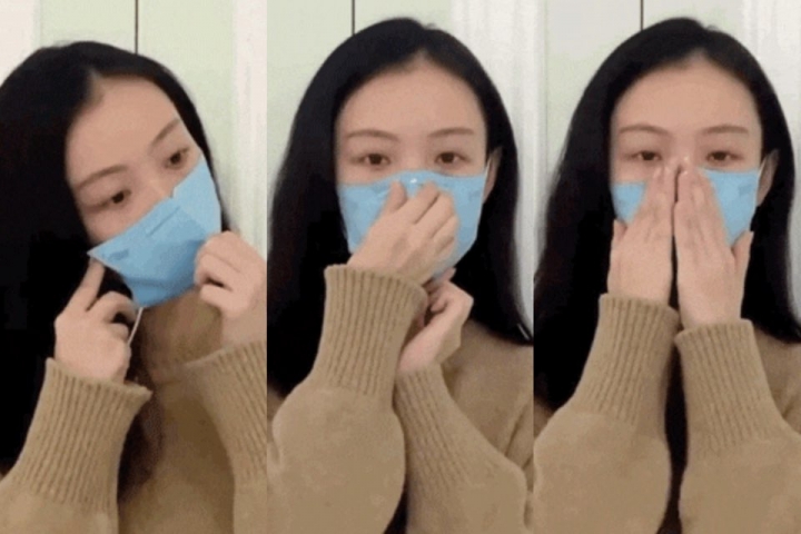 중국 여배우 니니가 마스크 착용법을 홍보하고 있다. [사진=니니 웨이보]