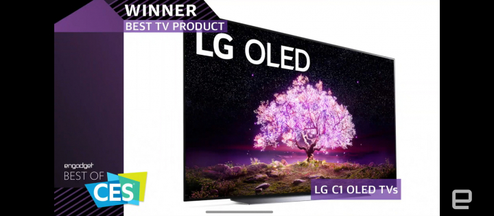 LG 올레드 TV가 미 동부시간 13일 오후(한국시간 14일 아침) CES 공식 어워드 파트너인 엔가젯(Engadget)이 시상하는 CES 2021 최고상(2021 Best of CES Awards)에서 최고 TV(Best TV Product)로 선정됐다.[사진=LG전자]