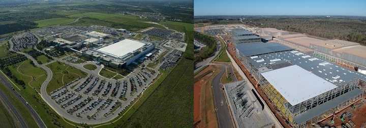 삼성전자의 미국 텍사스주 오스틴 파운드리 공장과 SK이노베이션의 미국 조지아주 자동차 배터리 공장. [사진=삼정전자, SK이노베이션]