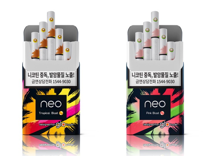 BAT로스만스가 오는 25일 궐련형 전자담배 글로 하이퍼 시리즈 전용 스틱 ‘네오’의 신제품 ‘트로피컬 블라스트’와 ‘핑크 블라스트’ 2종을 출시한다. [사진=-BAT로스만스]