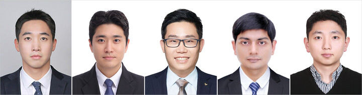 연구진 왼쪽부터 김병수, 조원우, 그 가오, 알빈드 쿠마 수클라, 안민준 [사진=부산대]