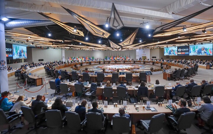 22일(현지 시각) 남아프리카공화국 요하네스버그 나스렉 엑스포센터에서 주요 20개국(G20) 정상회의가 진행되고 있다. [사진=연합뉴스]
