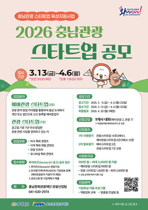 충남문화관광재단, 충남관광 스타트업에 최대 3,000만원 지원 - 뉴스 썸네일 이미지